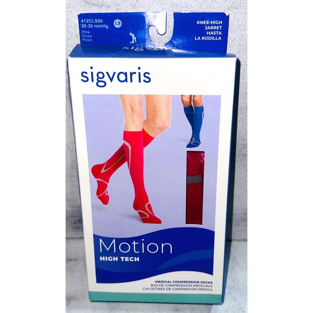 Sigvaris Motion 412 High Tech Knee High Compression Socks - 20-30 mmHg Pink LS